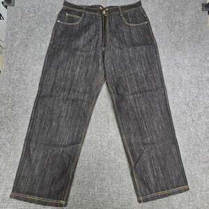 Regal Jeans Mens 42x34 Black Rainbow Stitch Embroidered Baggy Denim Y2K